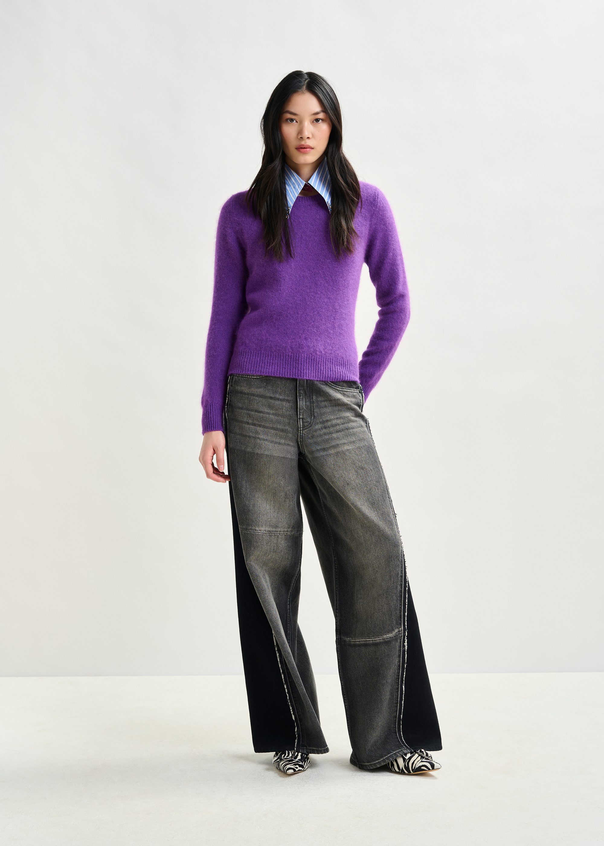 Purple angora blend knit | Essentiel Antwerp United States