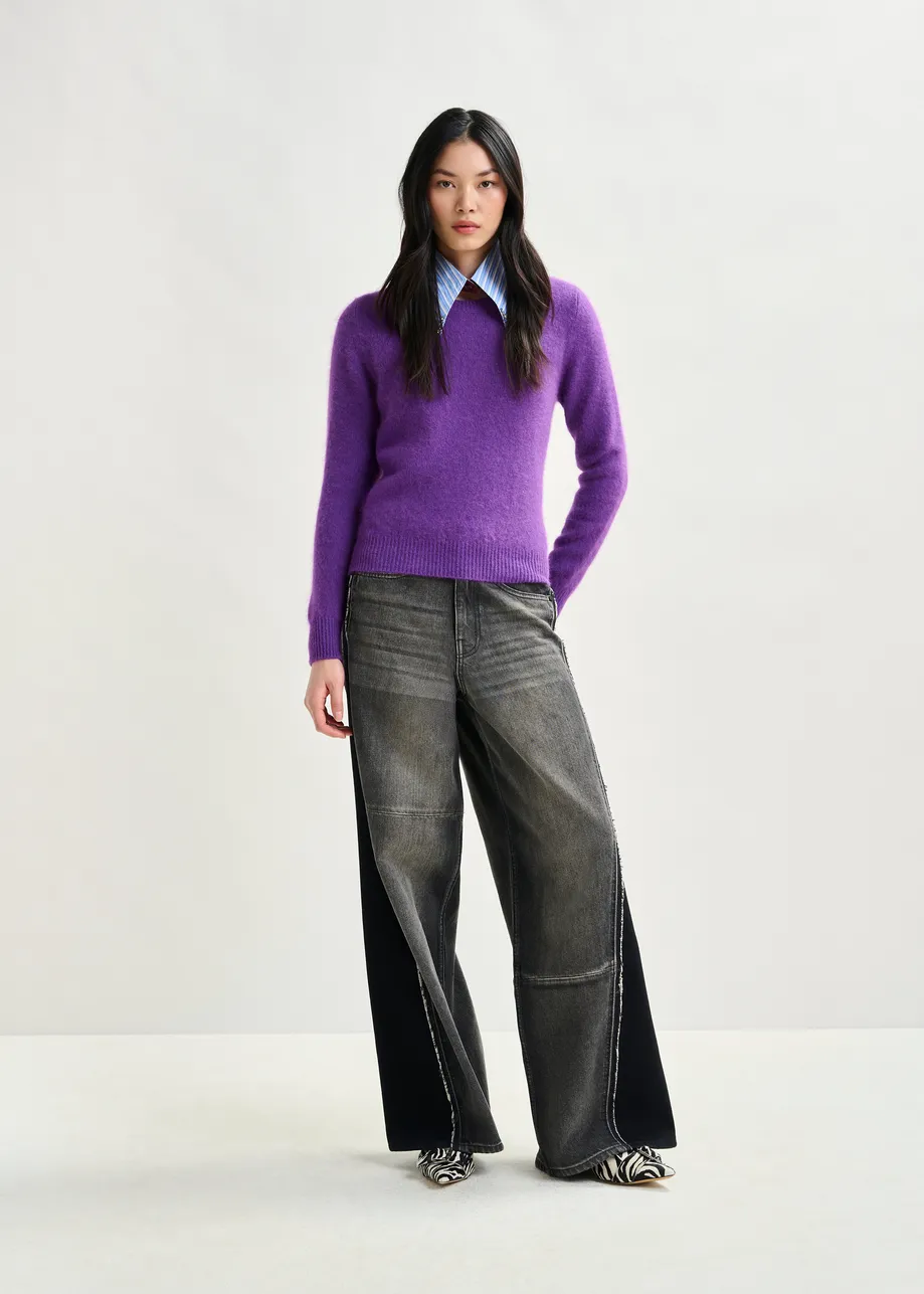 Purple angora blend knit