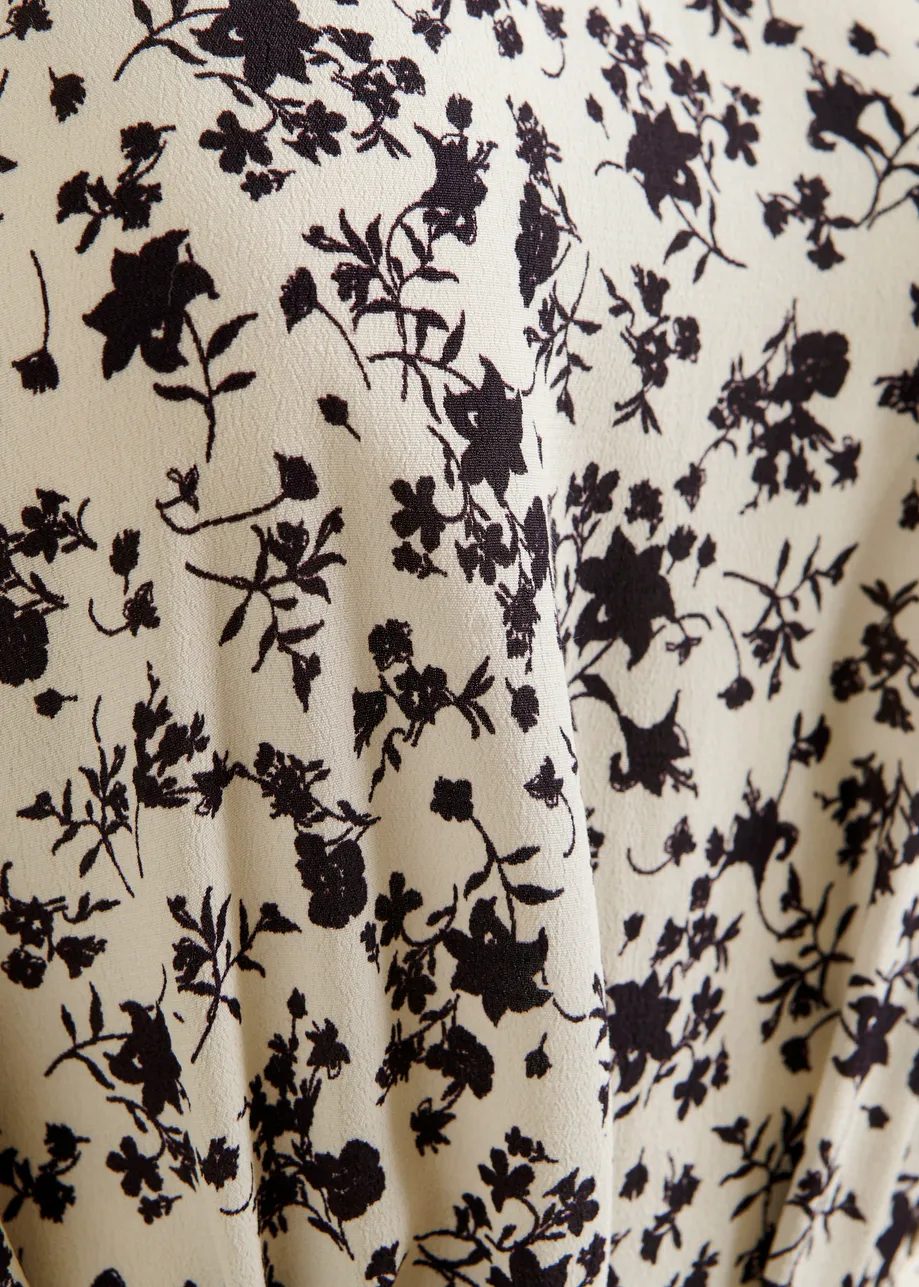 Off-white and black asymmetrical floral midi dress