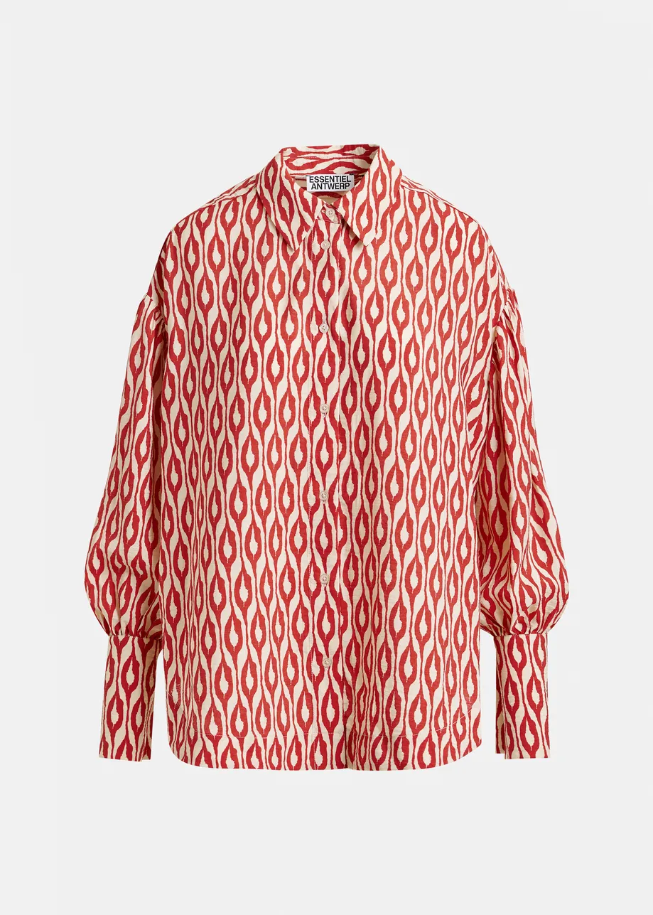 Oranje en beige overhemd met print
