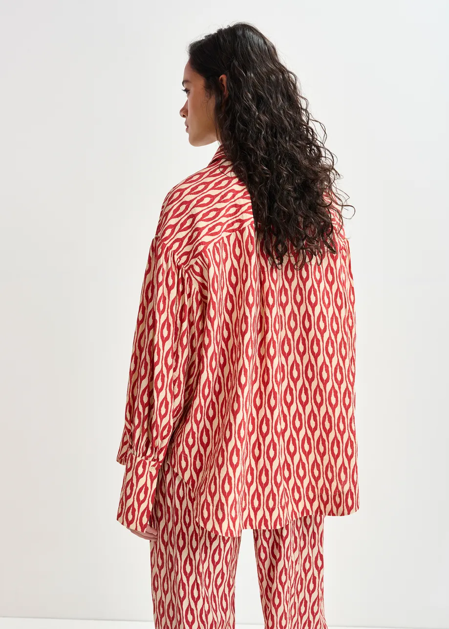 Orange and beige printed shirt