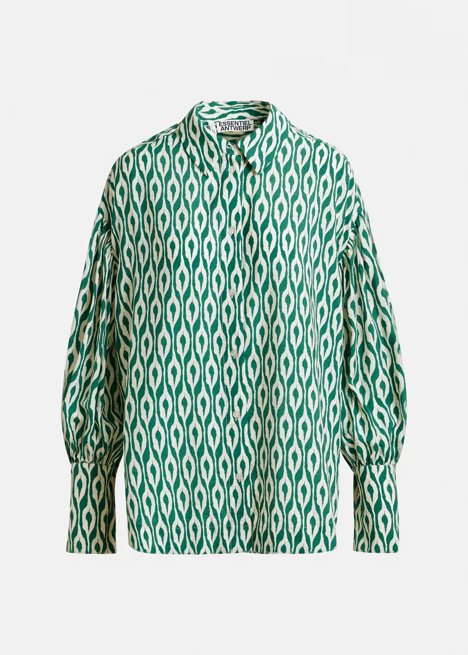 Groen en beige overhemd met print
