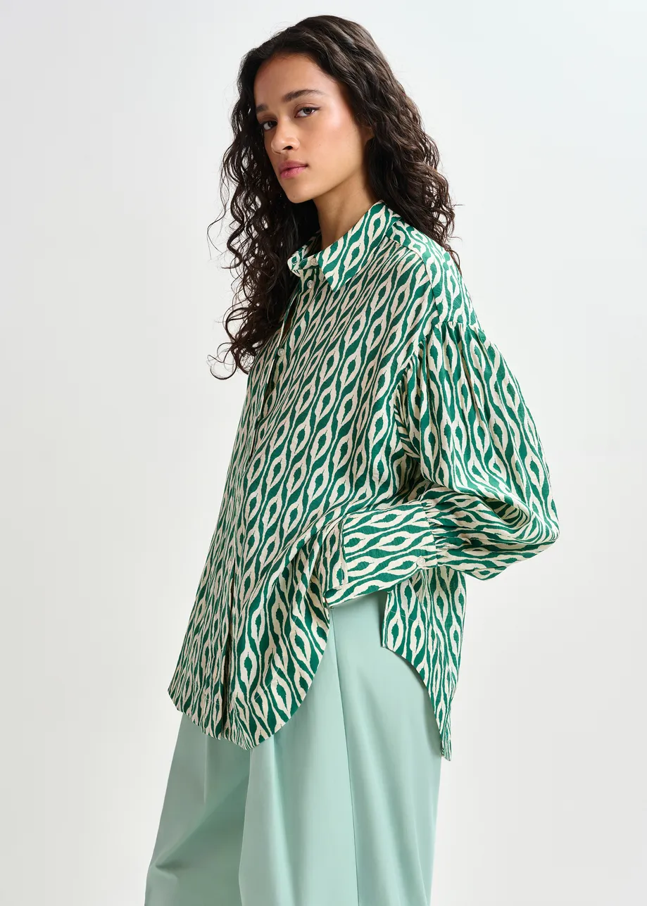 Green and beige printed shirt