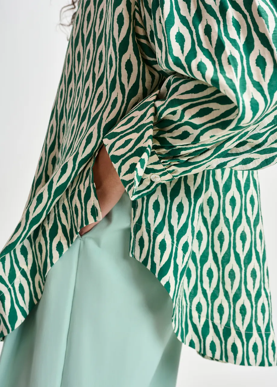 Green and beige printed shirt