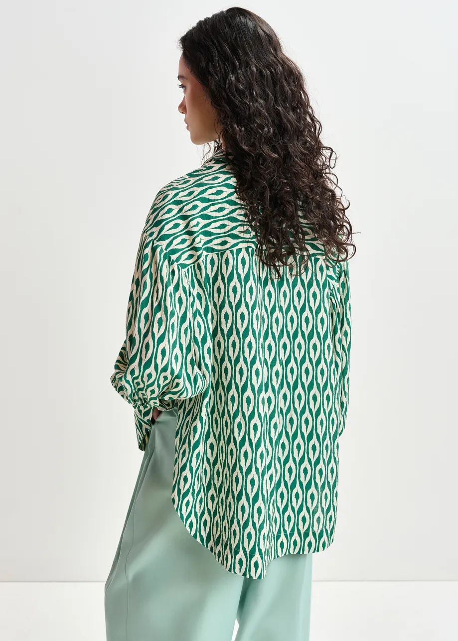 Green and beige printed shirt