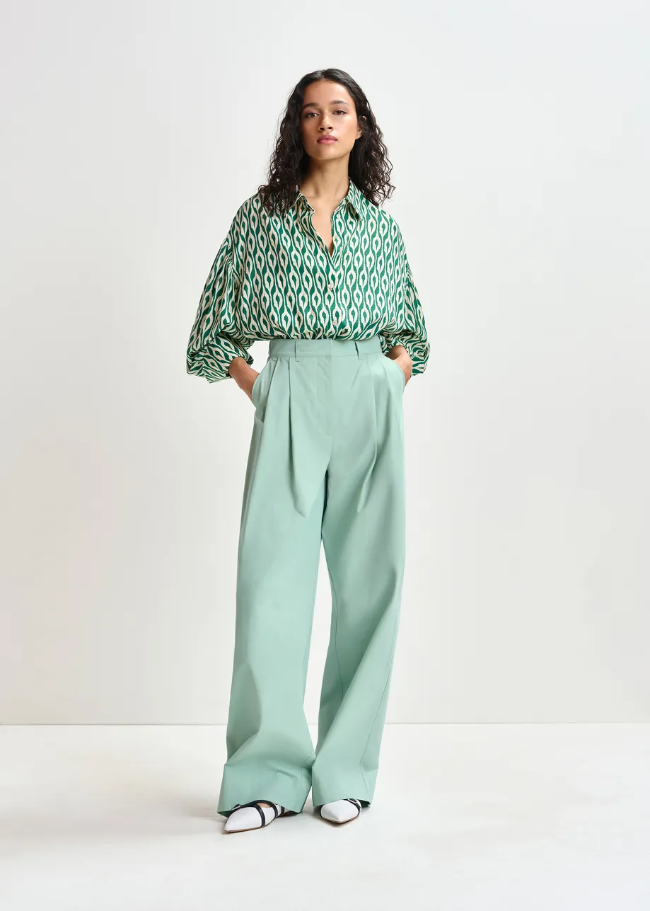 Green and beige printed shirt