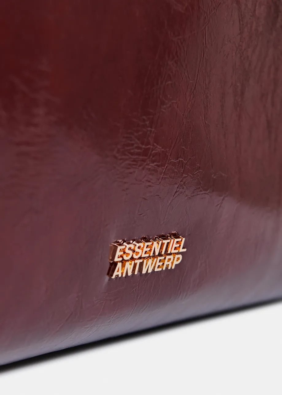 Bordeaux glanzende shopper met verwijderbare schouderriem