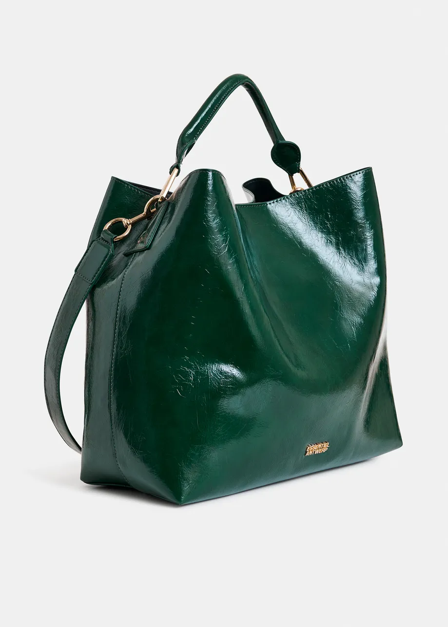 Bordeaux glanzende shopper met verwijderbare schouderriem