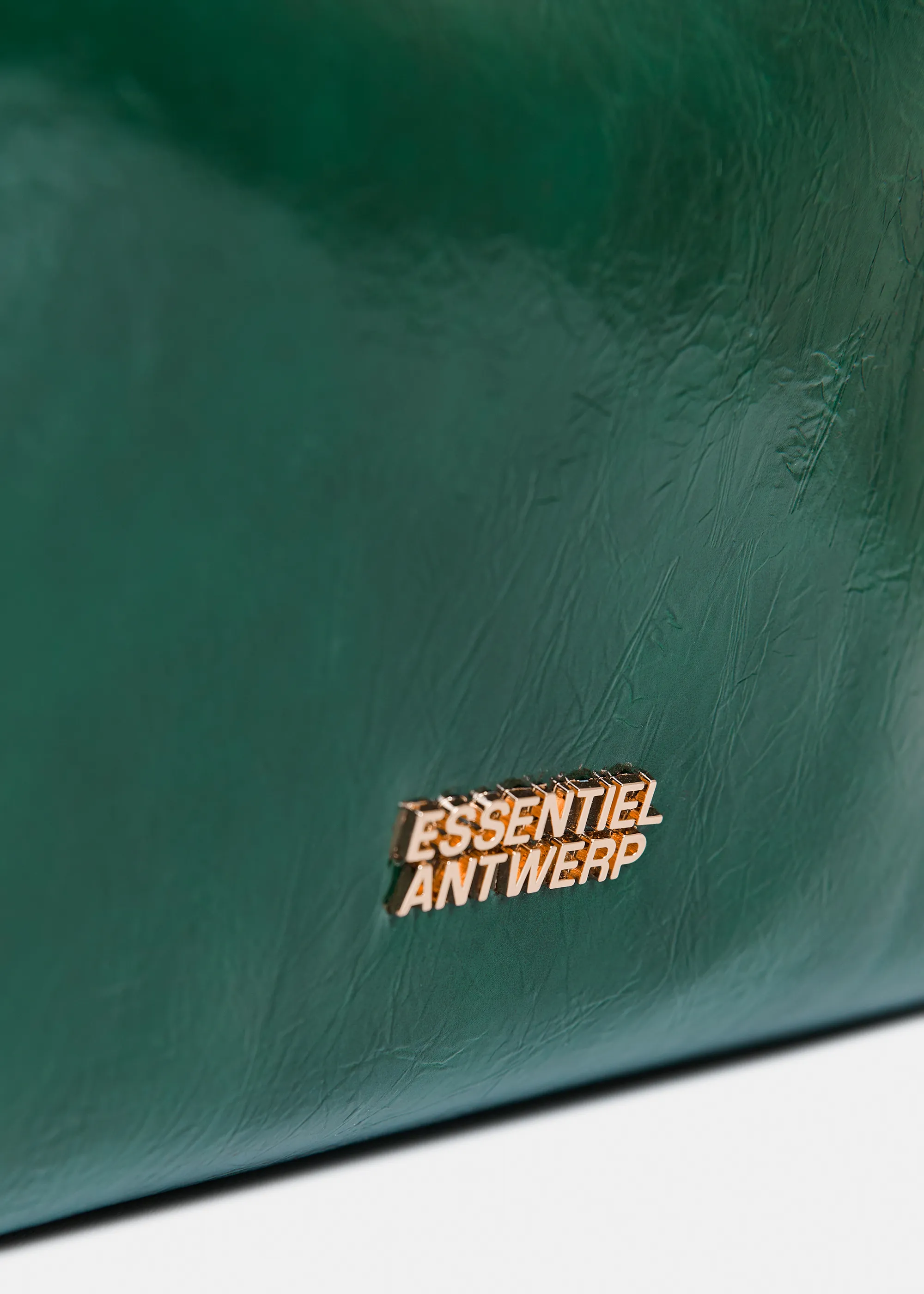 Borsa shopper lucida verde scuro con tracolla removibile