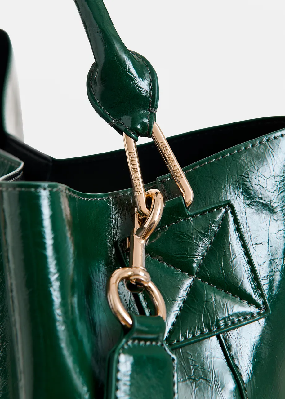 Bordeaux glanzende shopper met verwijderbare schouderriem