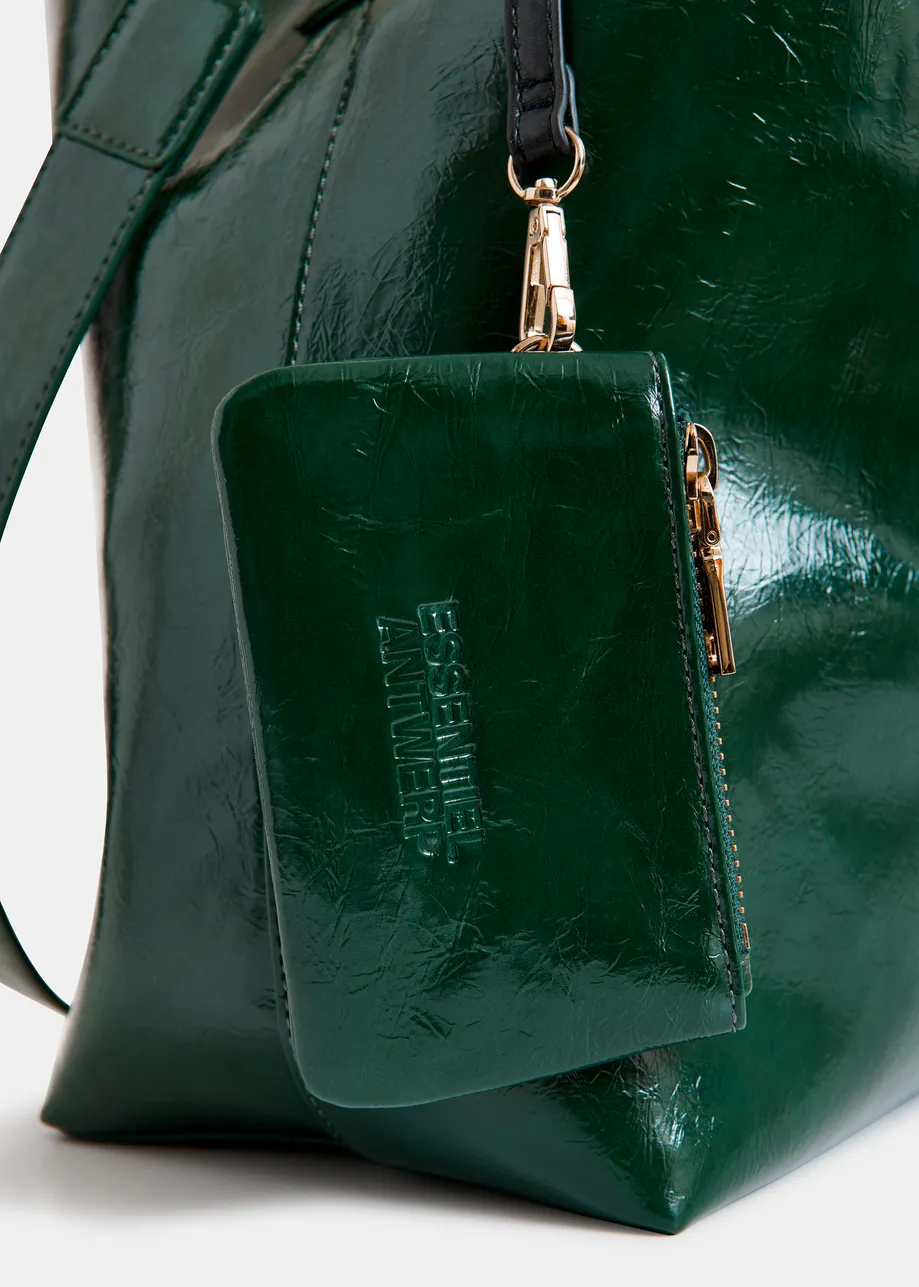 Bordeaux glanzende shopper met verwijderbare schouderriem