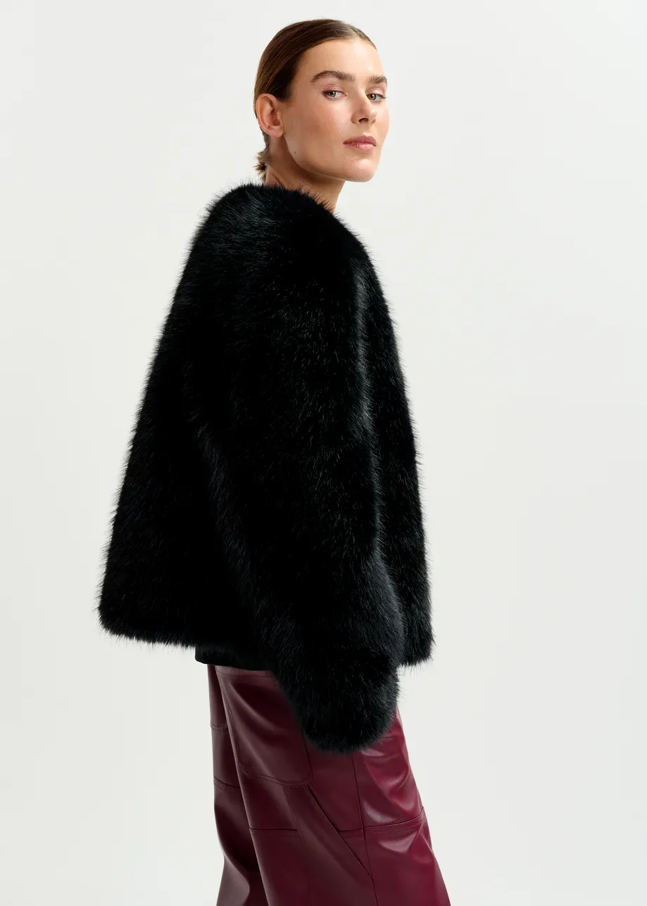 Black faux fur jacket