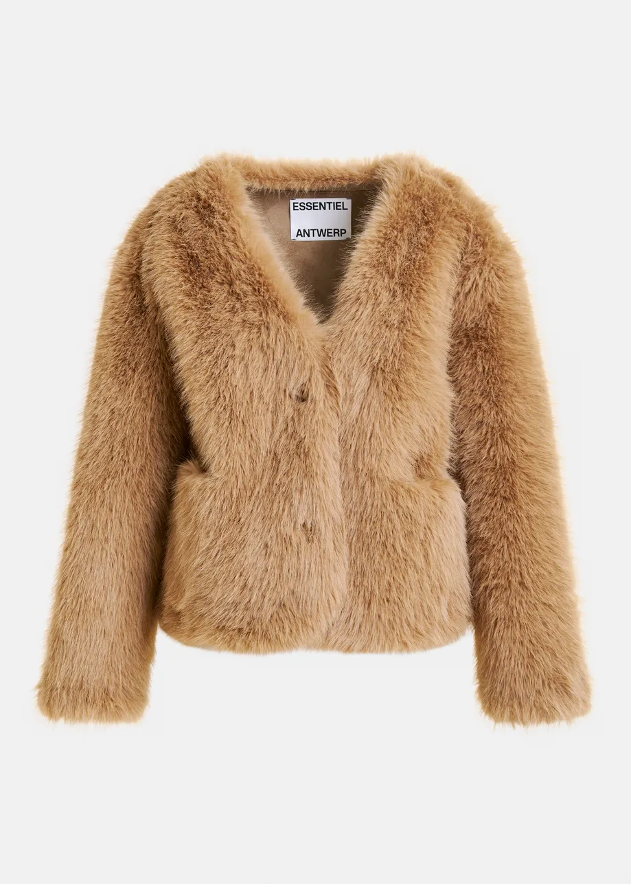 Brown faux fur jacket