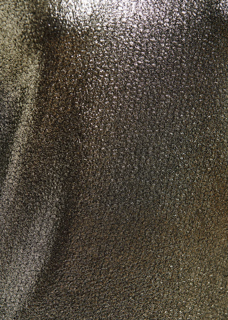 Silver stretch-jersey turtleneck top