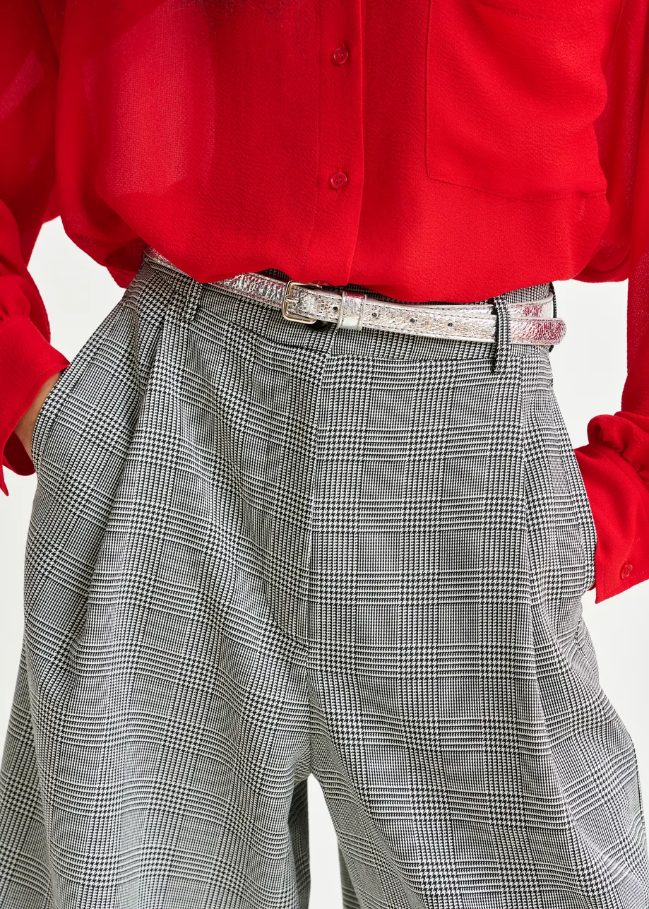 Silver metallic belt