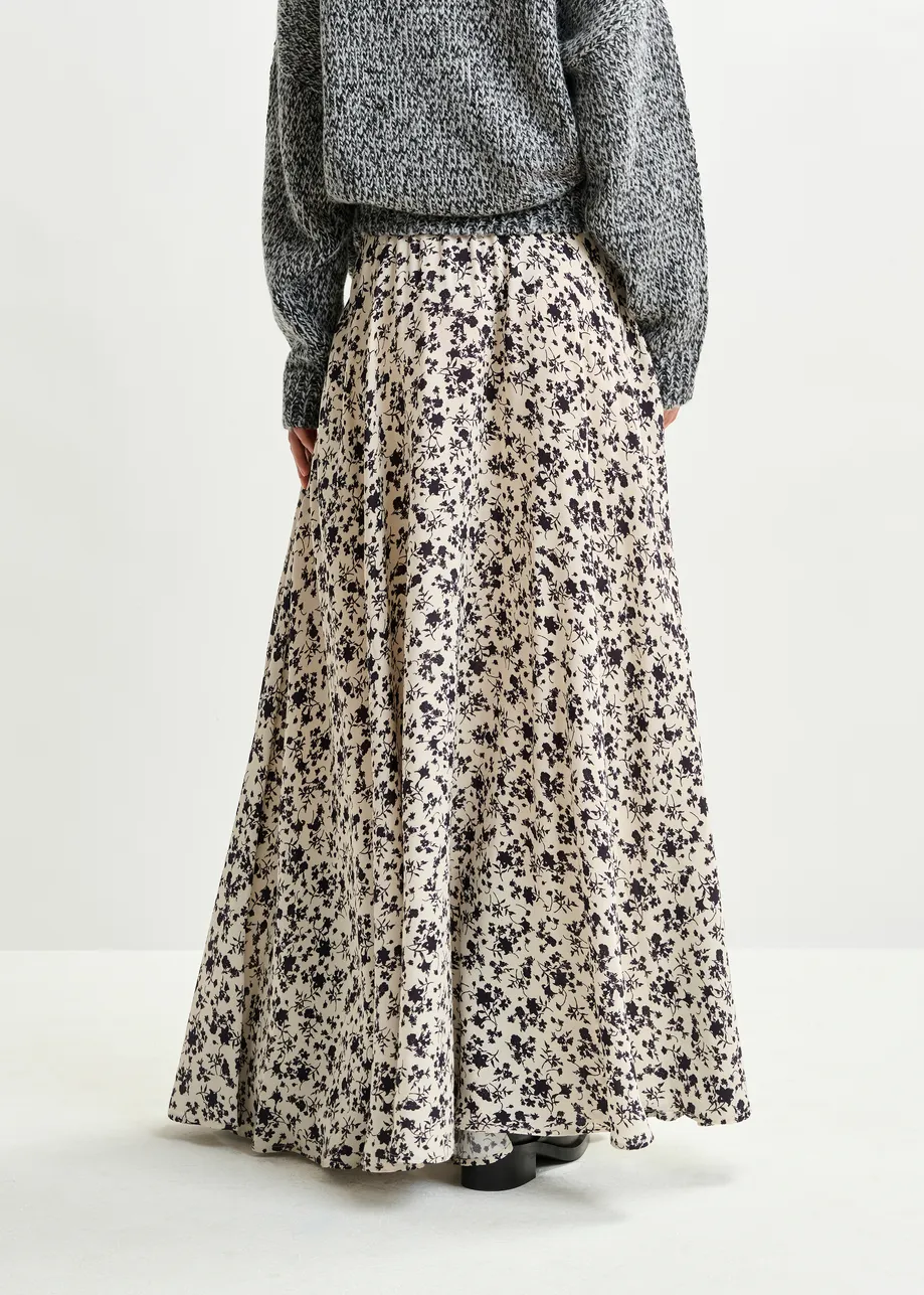 Off-white and black floral maxi skirt