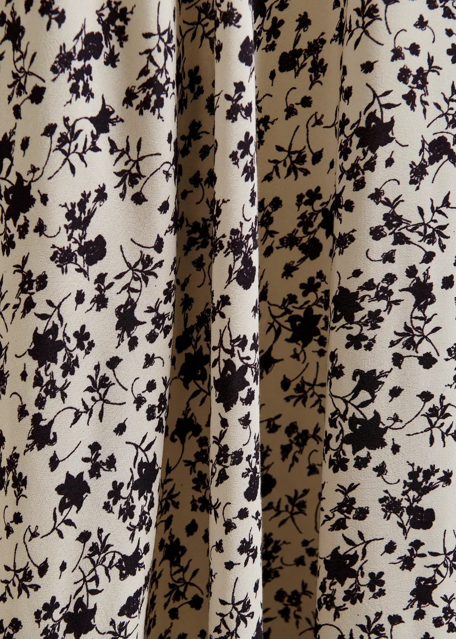 Off-white and black floral maxi skirt