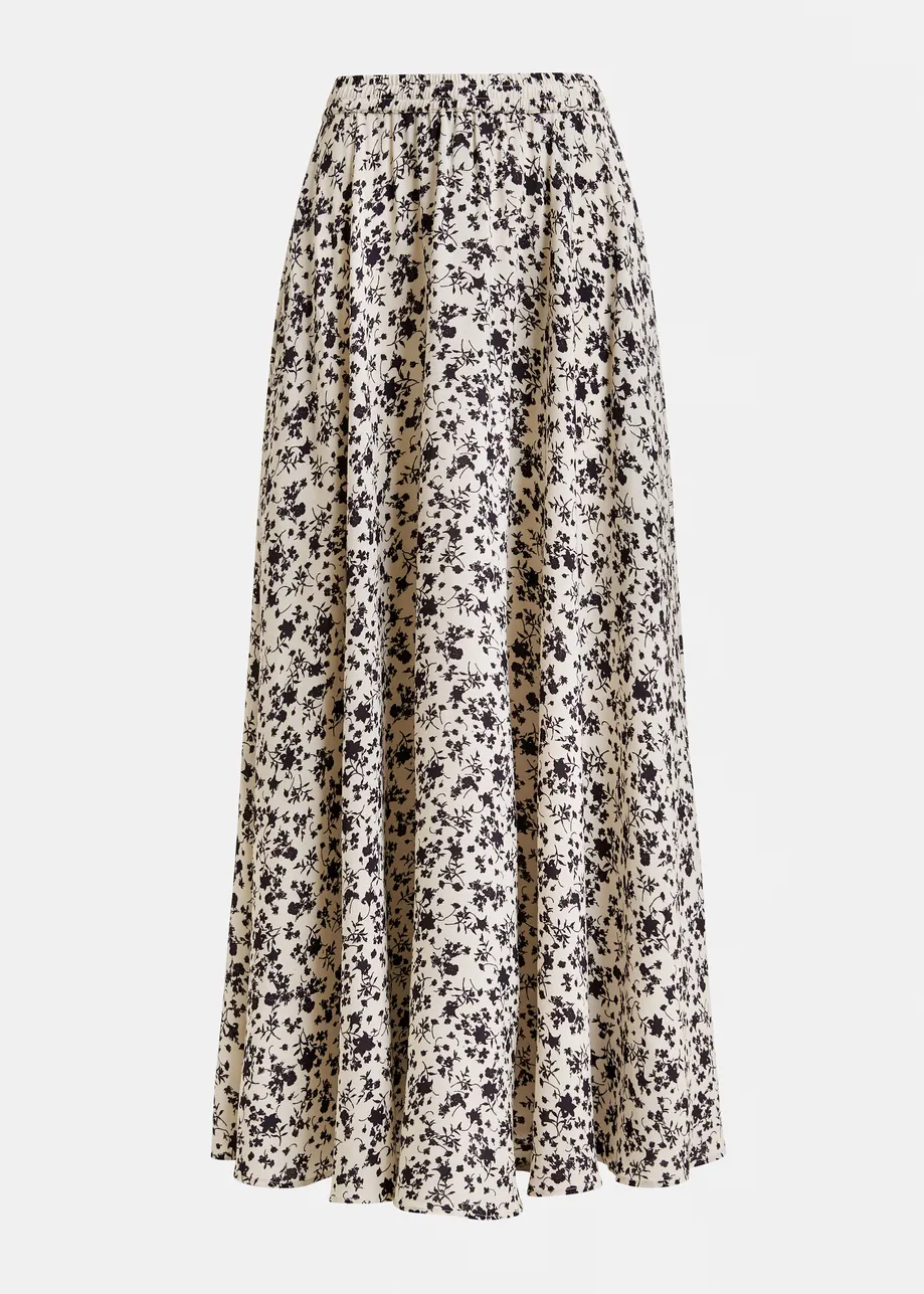 Off-white and black floral maxi skirt