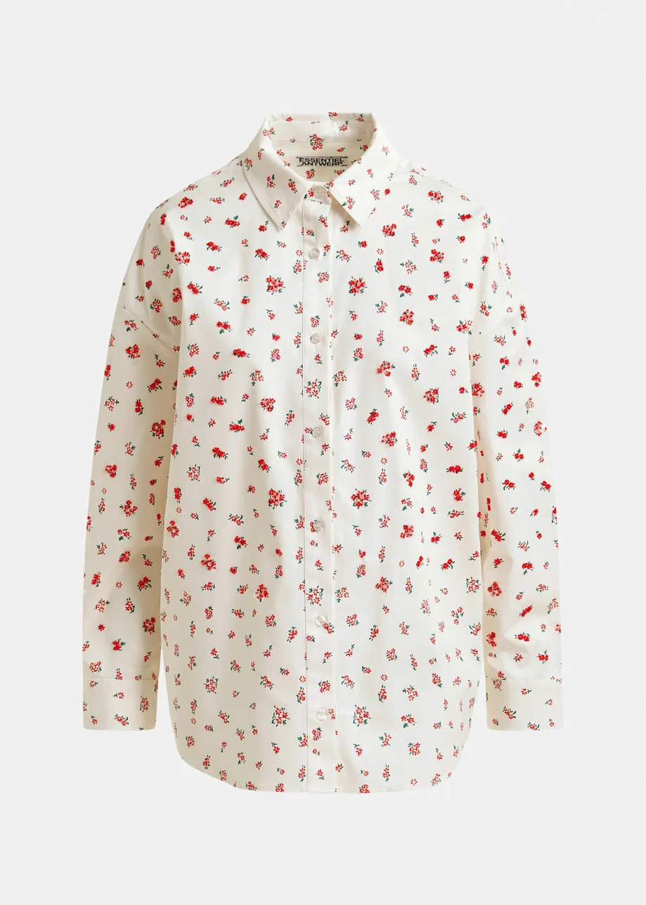 Off-white, red and green floral-print cotton-blend Shirt