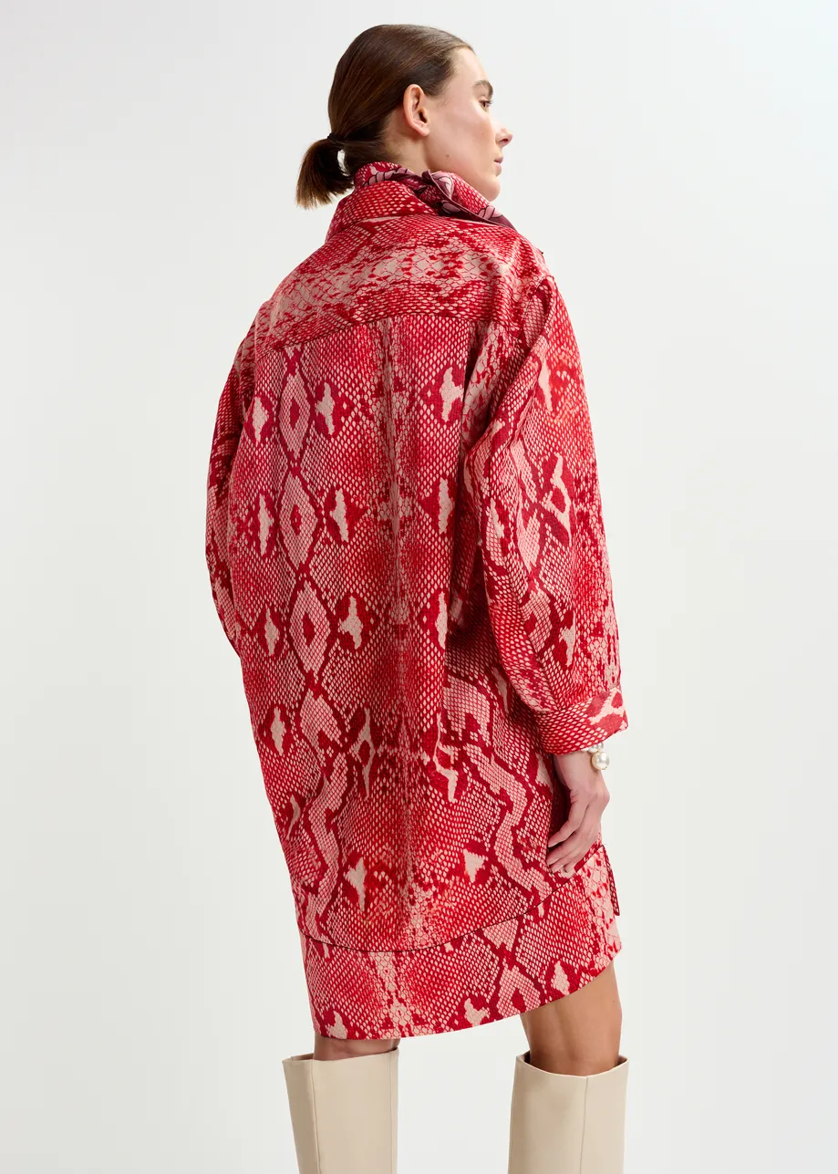 Red and orange snakeprint minidress