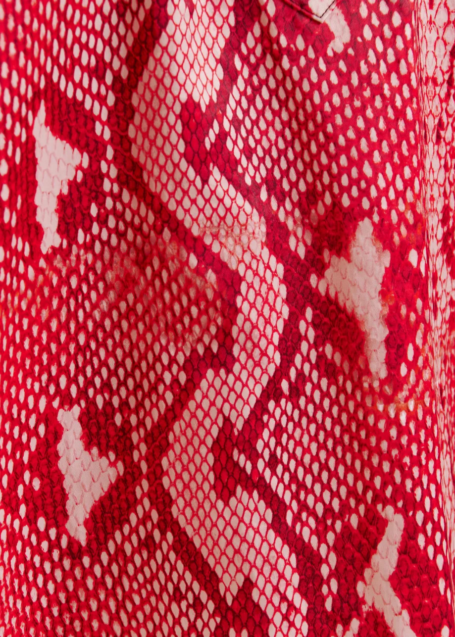 Red and orange snakeprint minidress