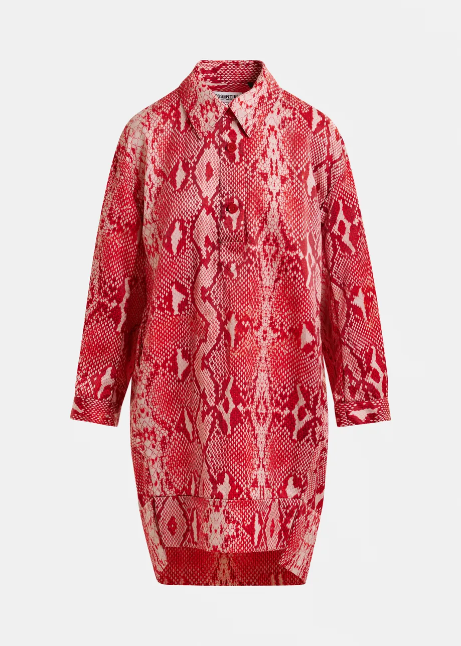 Red and orange snakeprint minidress