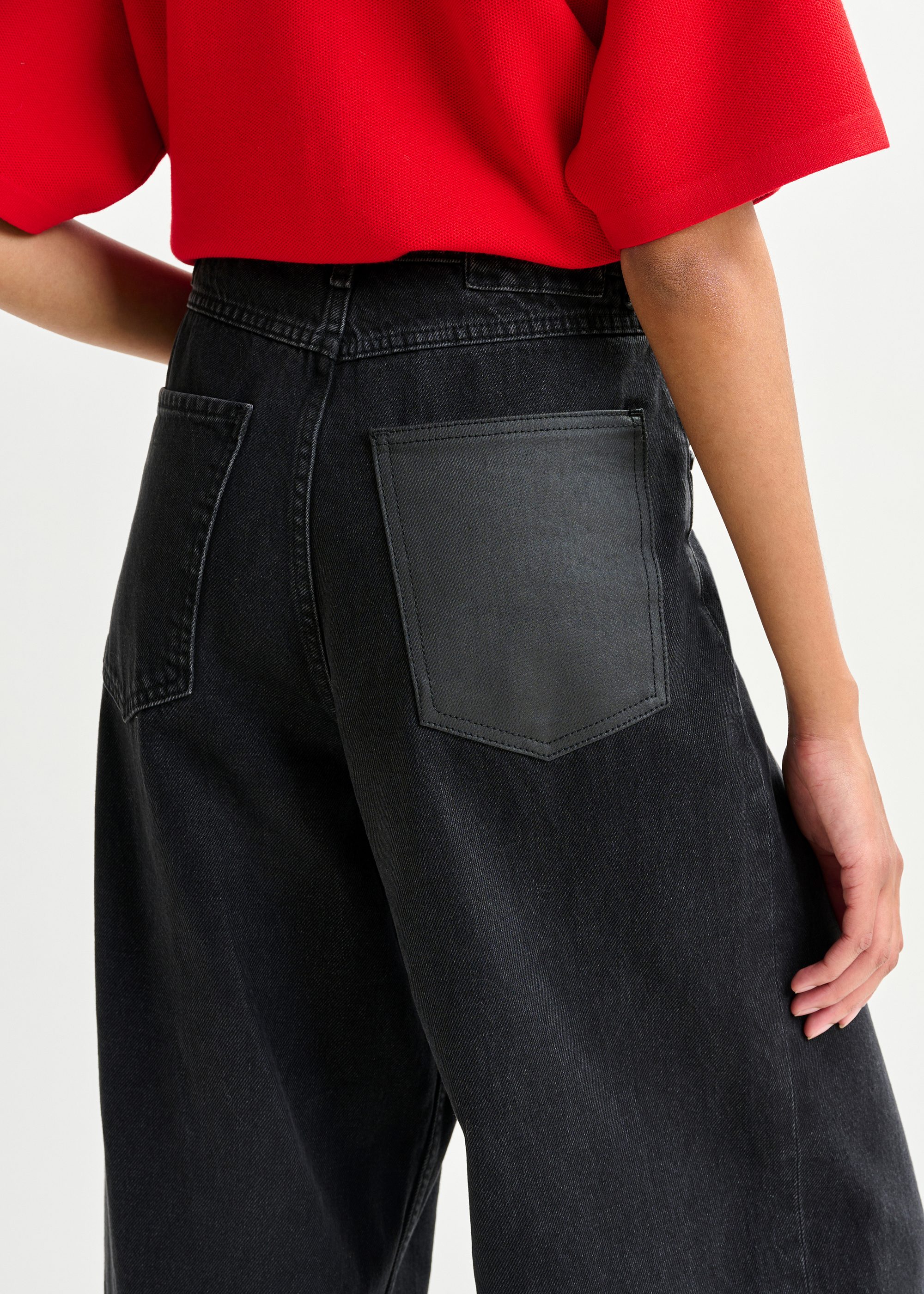 essentiel Jean baggy noir à jambes larges en coton biologique | Essentiel