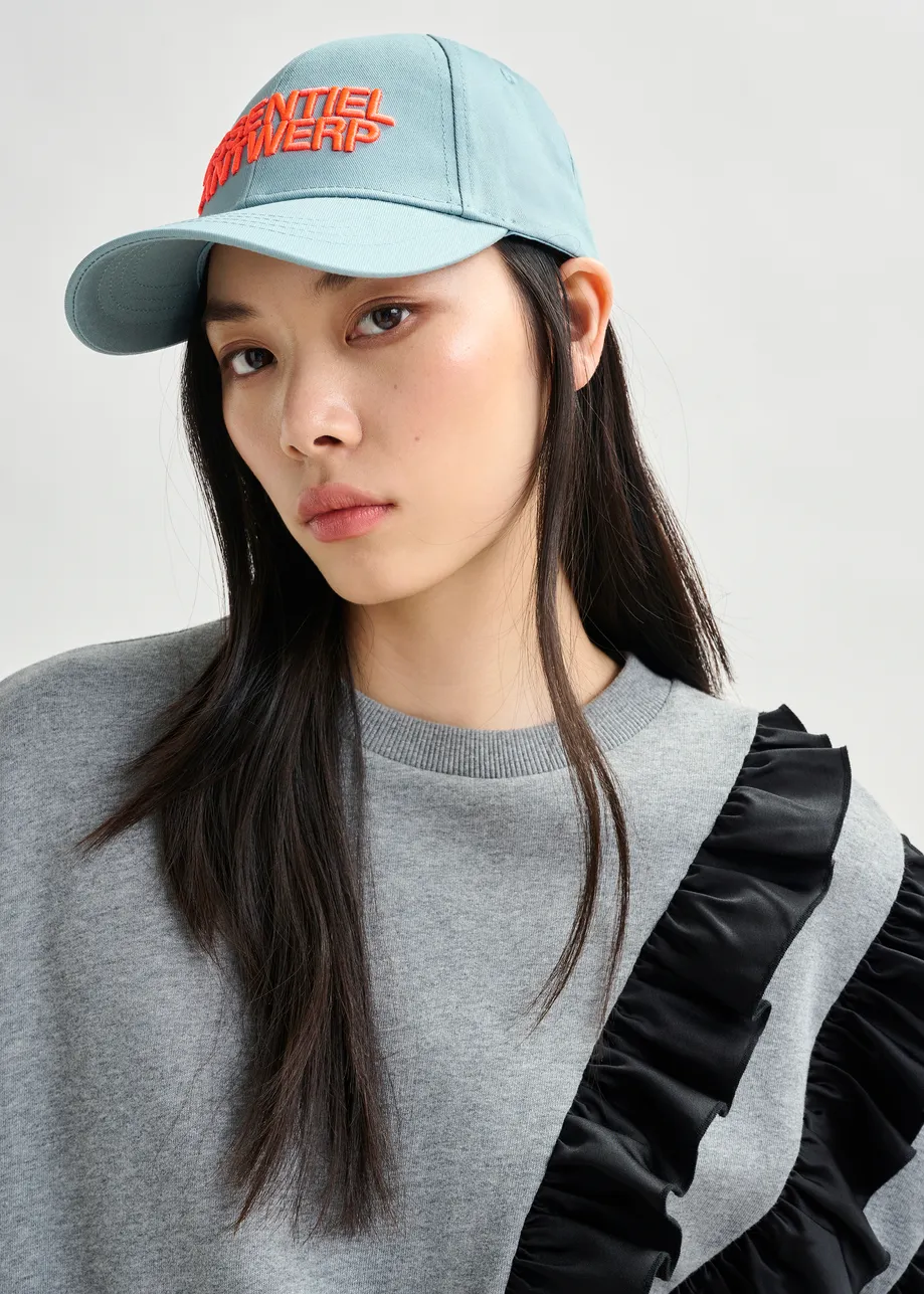 Light blue and orange embroidered baseball cap