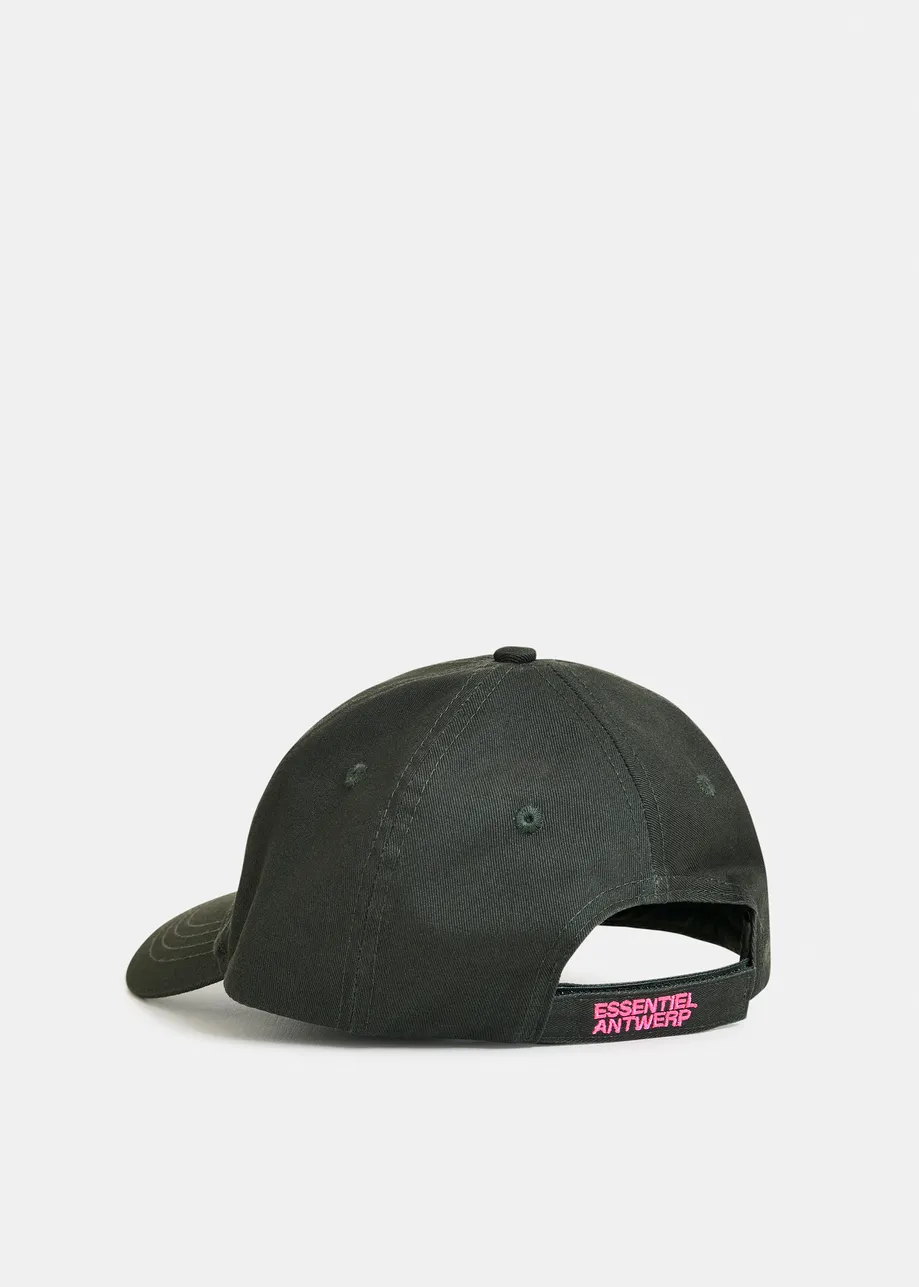 Khaki and pink embroidered baseball cap
