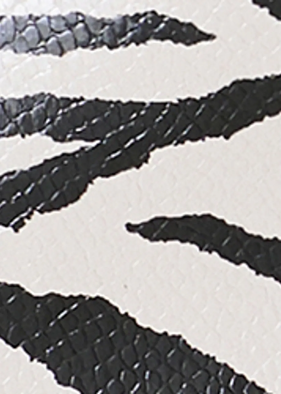 Black and white faux patent-leather zebra print shopper bag