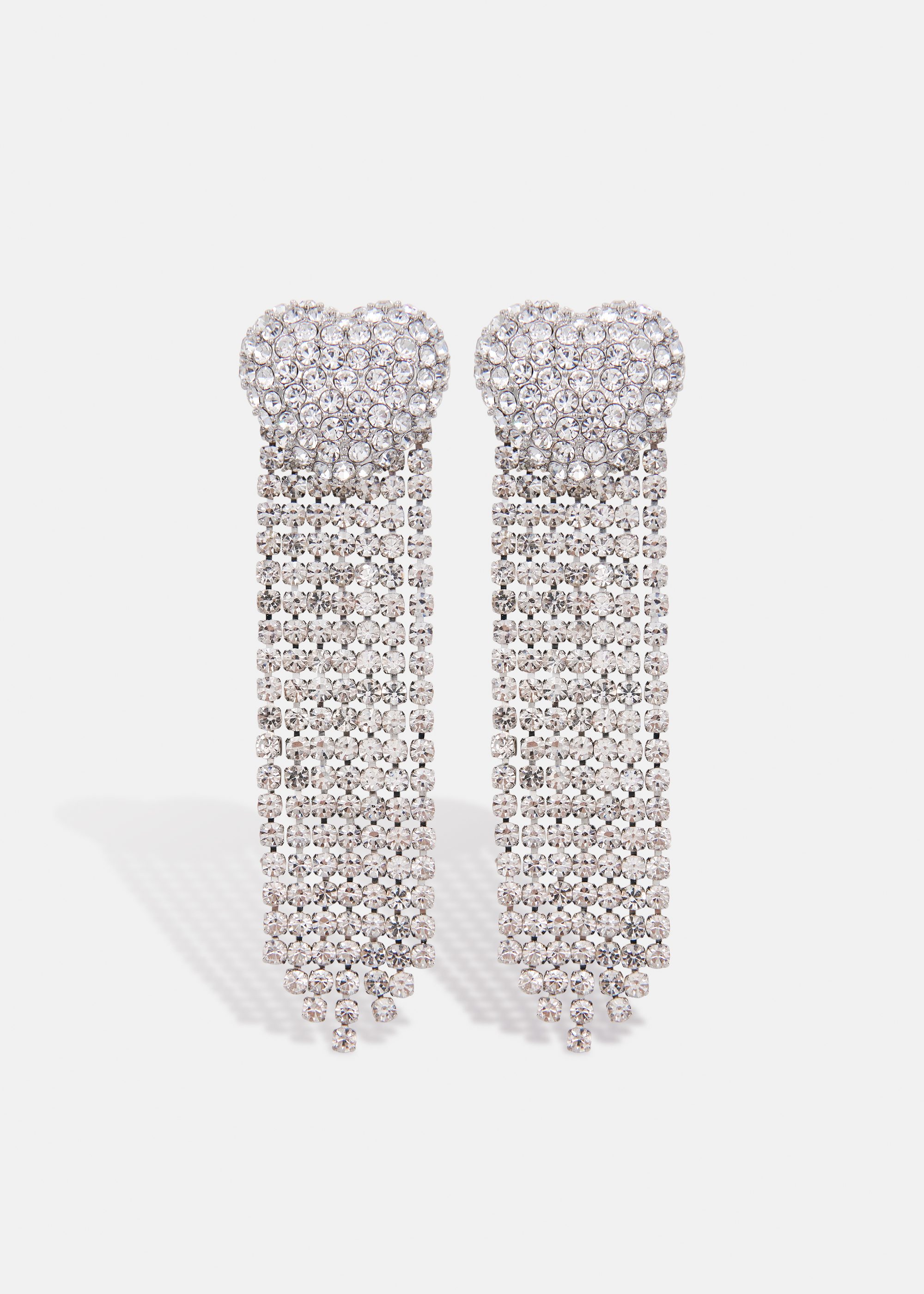 Orecchini Donna A Forma Di Cuore Viola Con Strass - Placcati Argento, Cristalli Per Feste E Matrimoni - 2
