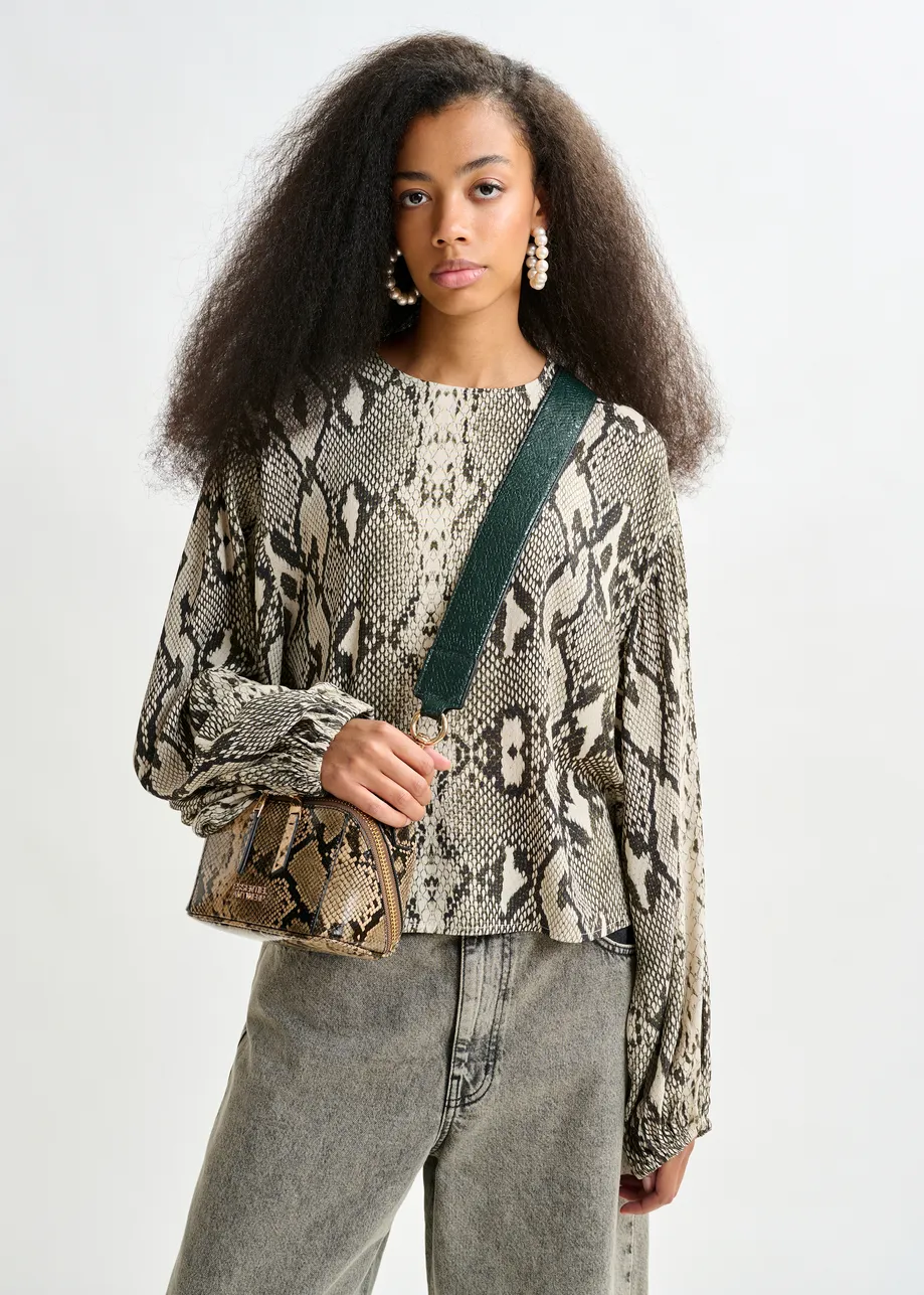 Khaki, brown and black two-tone detachable shoulder strap