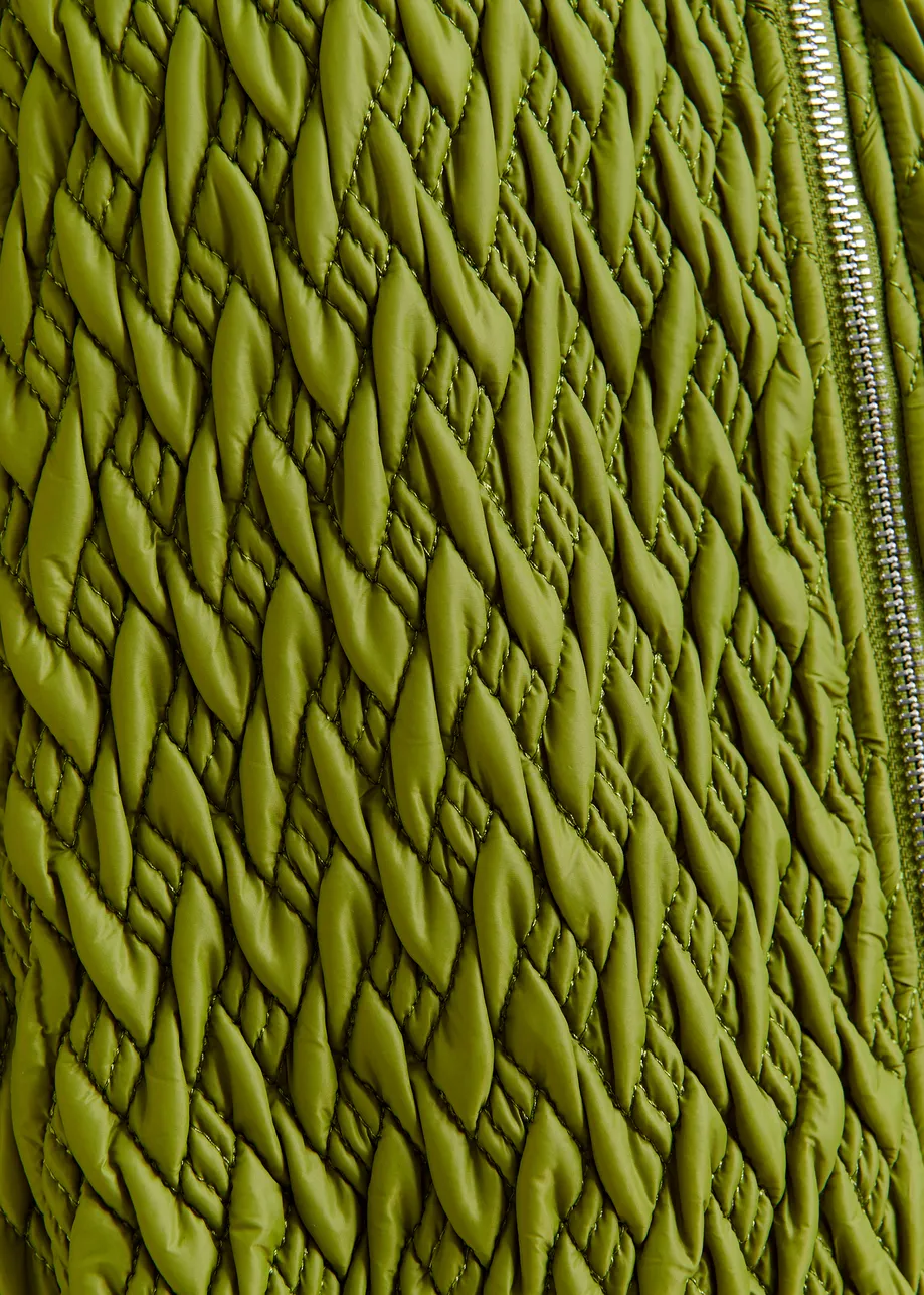 Green faux leather bomber jacket