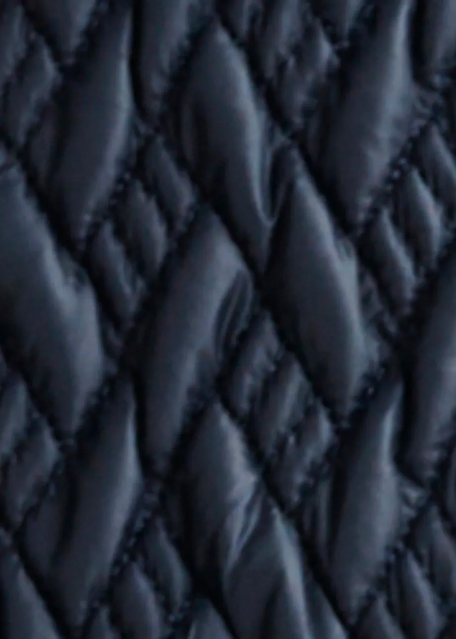 Navy faux leather bomber jacket