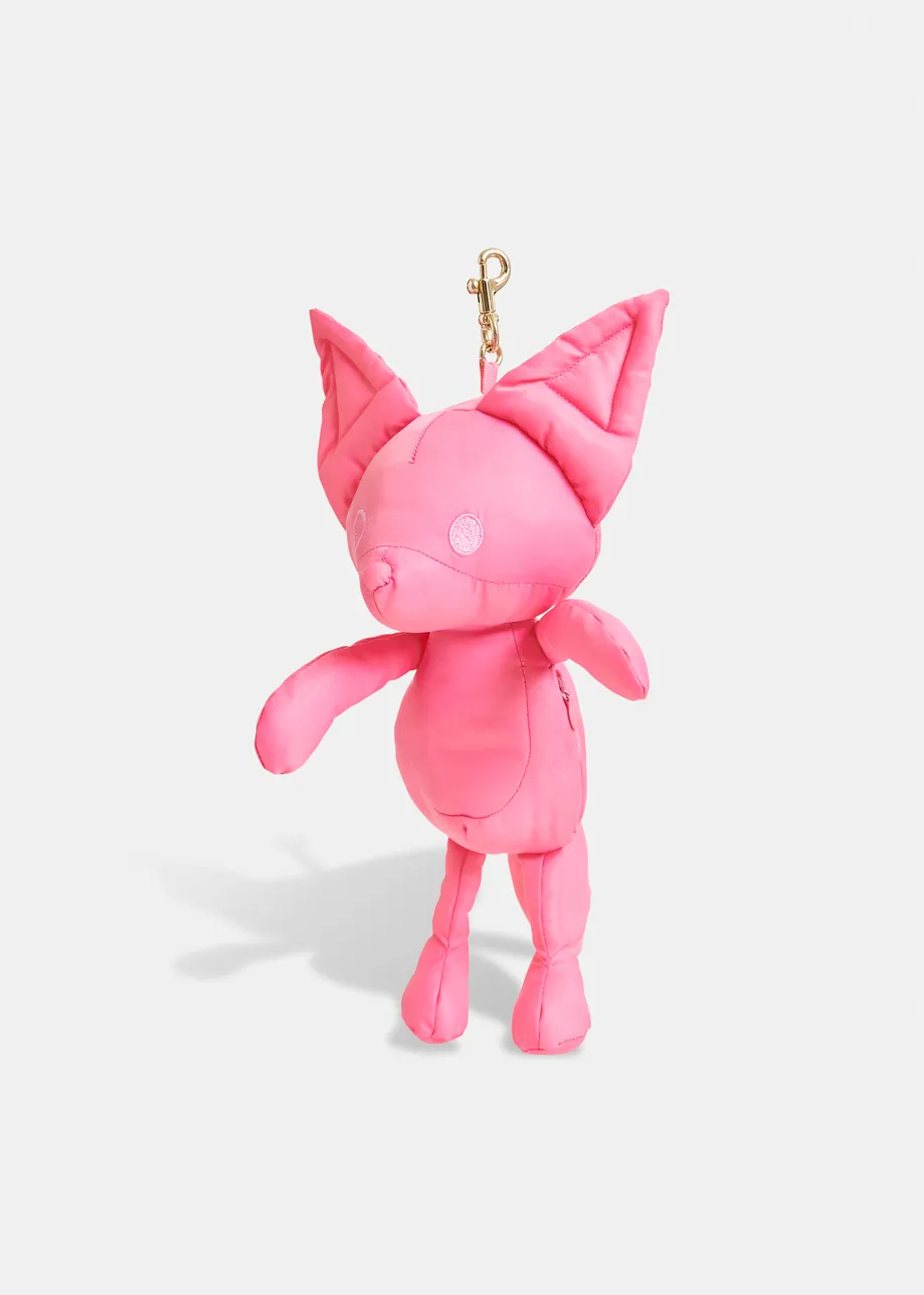 Pink, gold and orange foldaway fox bag charm and shopper