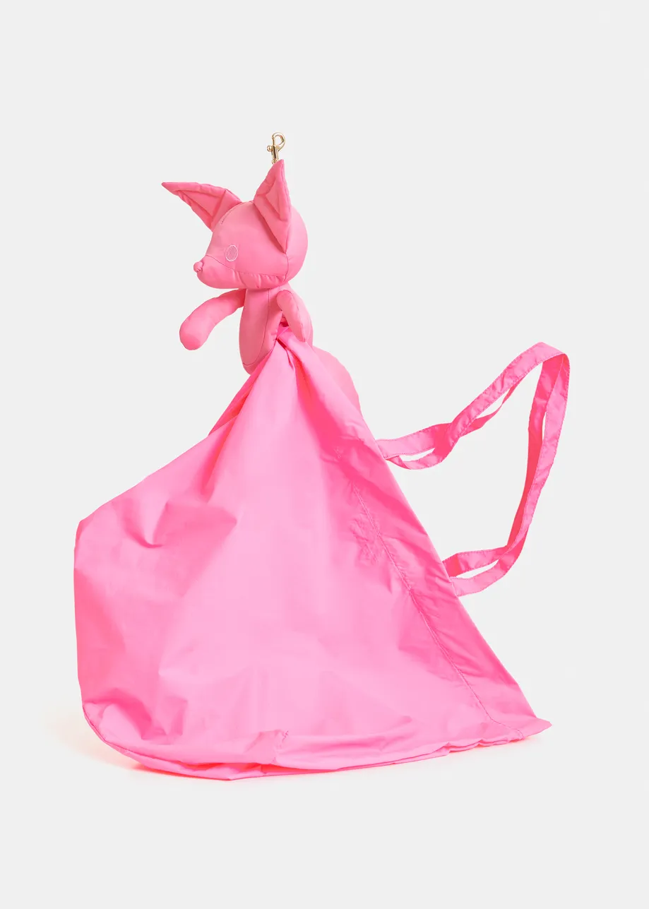 Pink, gold and orange foldaway fox bag charm and shopper