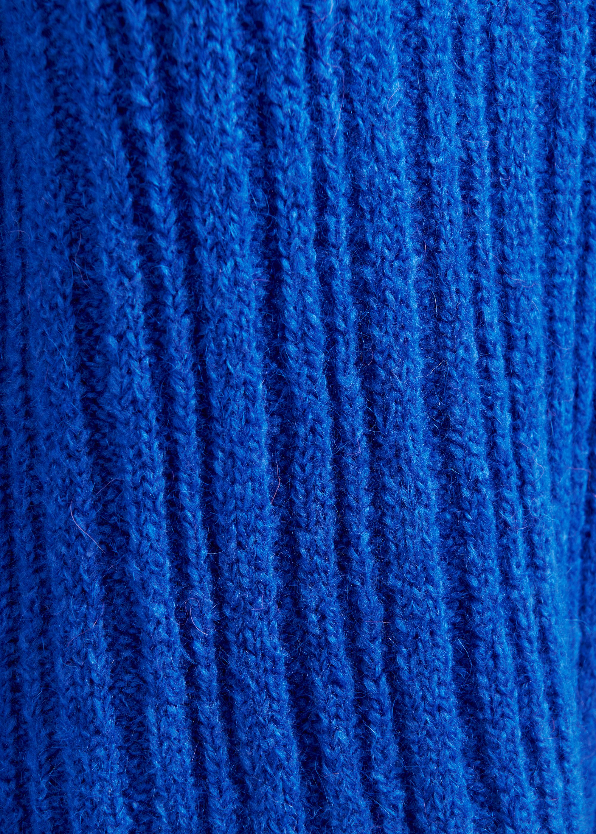 Blue mohair-blend ribbed sweater with pussy-bow tie | Essentiel