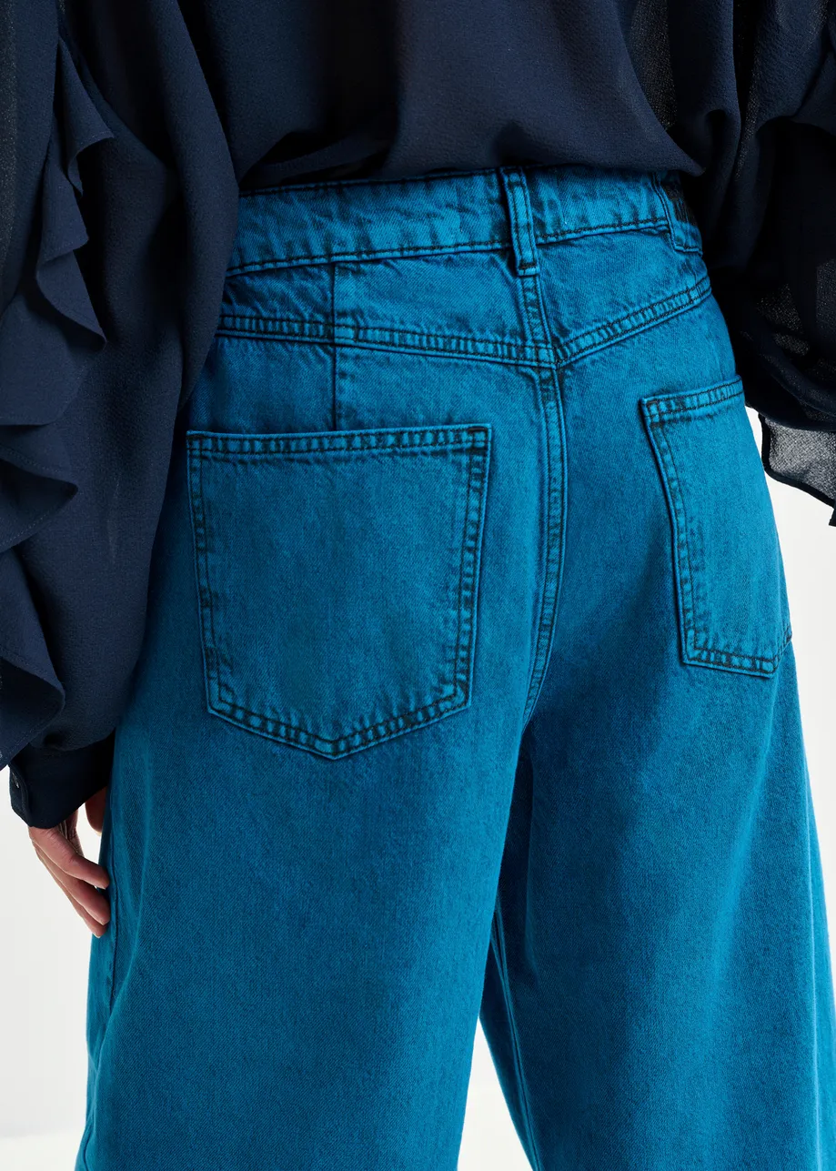 Burgundy overdyed organic cotton barrel-leg jeans