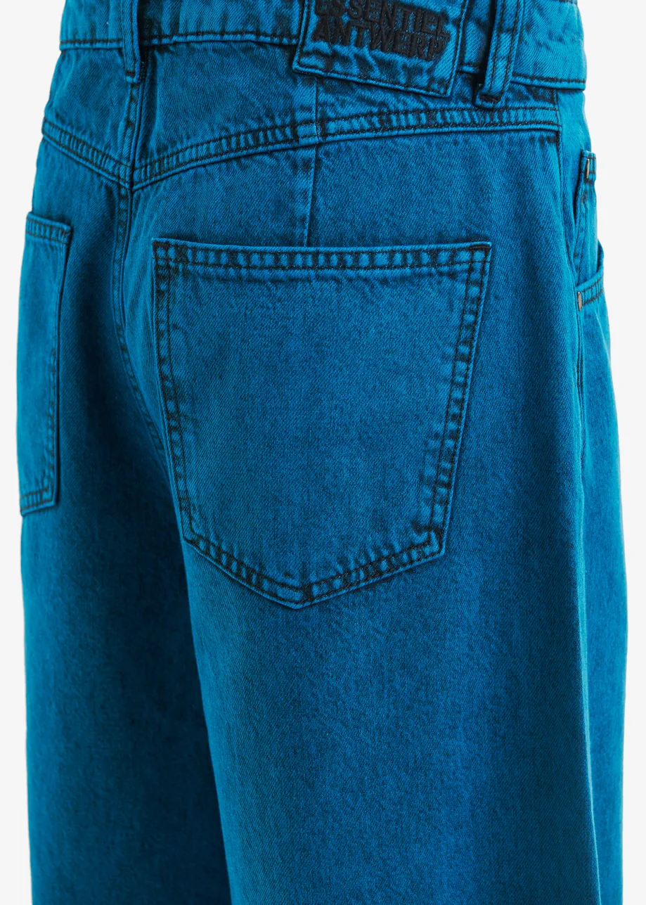 Burgundy overdyed organic cotton barrel-leg jeans
