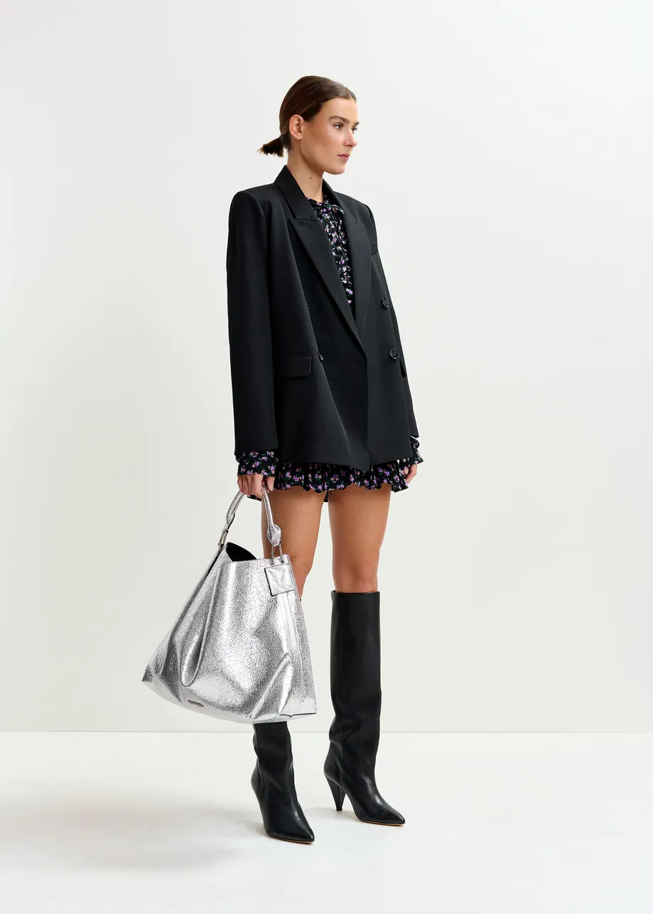 Black double-breasted blazer