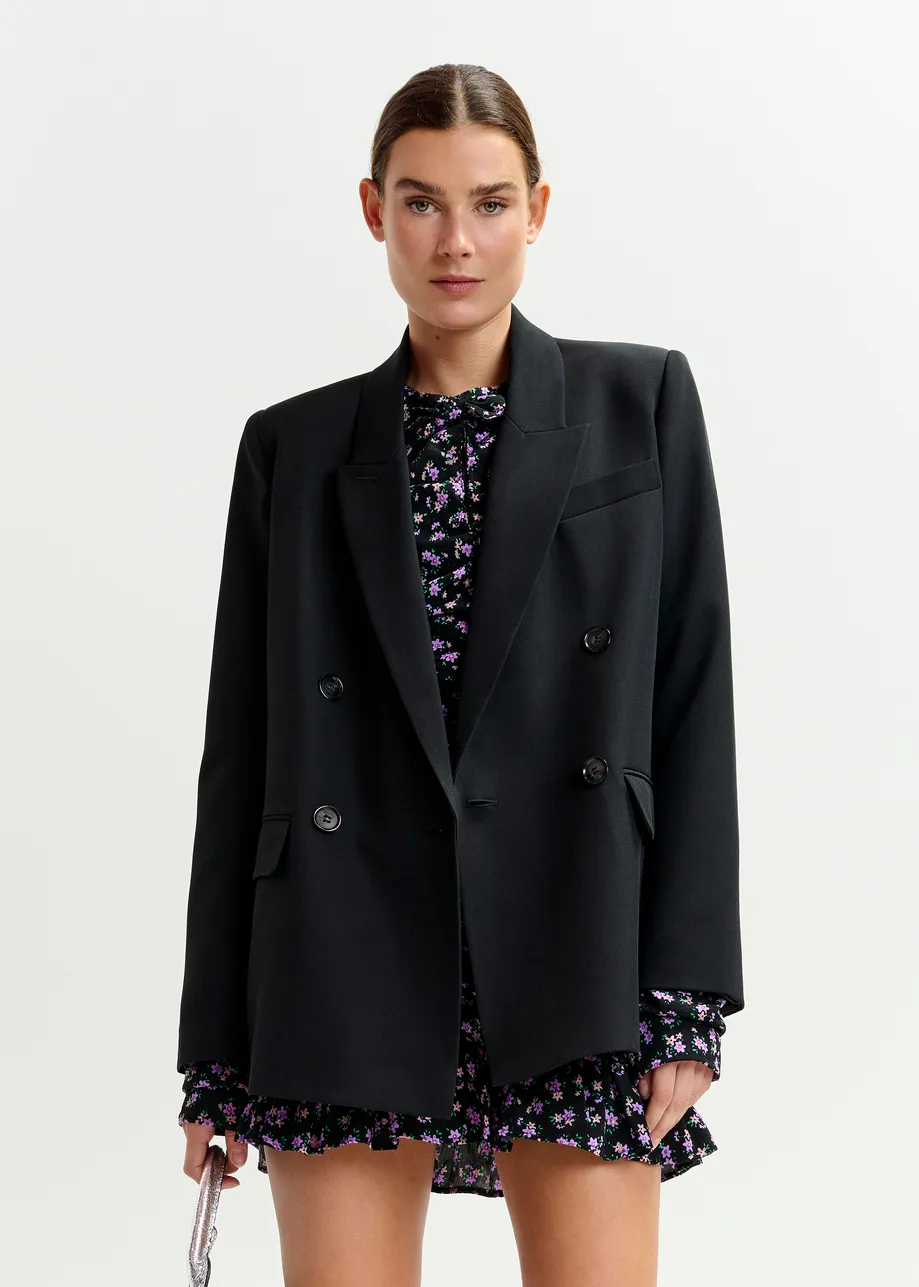 Black double-breasted blazer