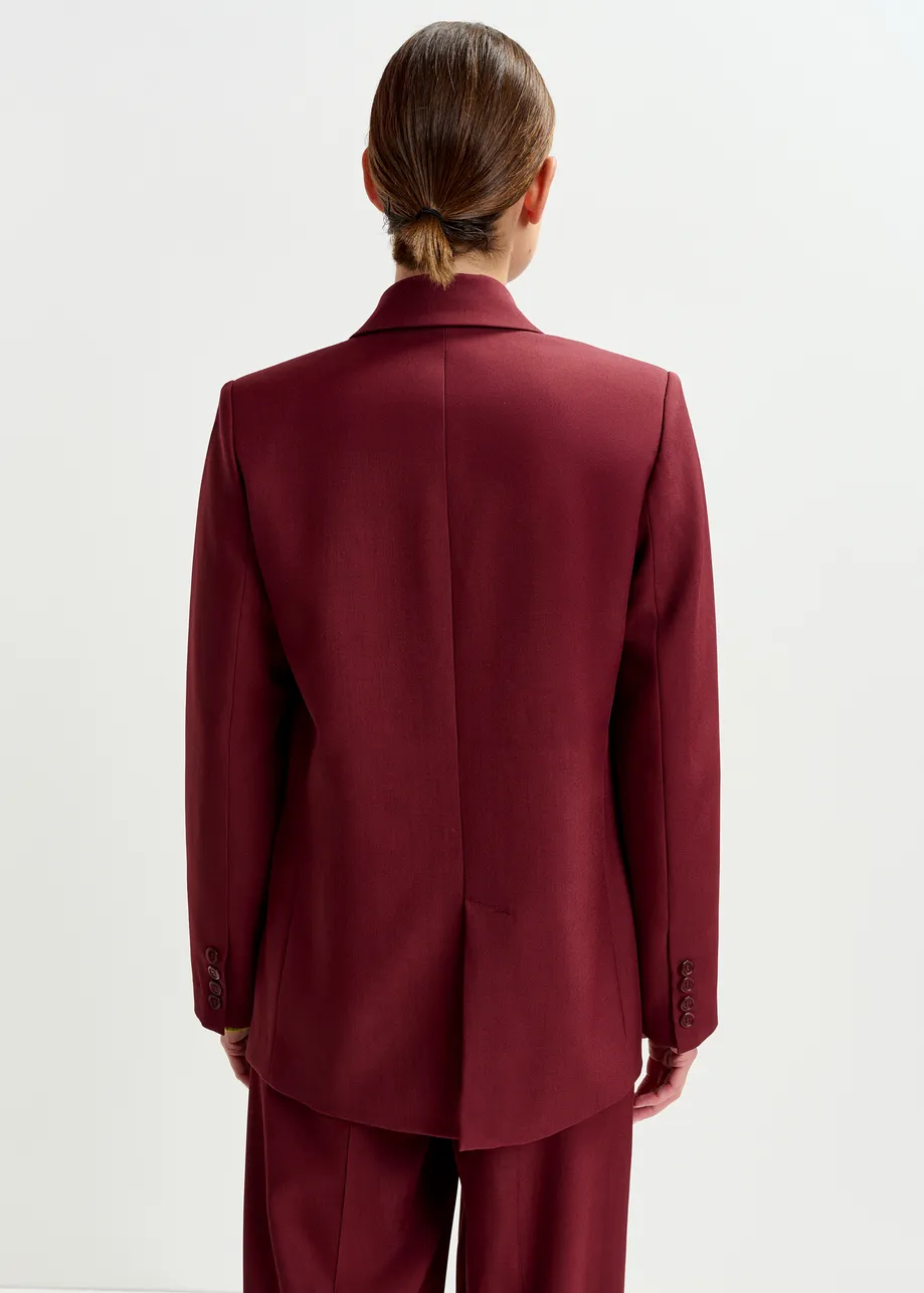 Burgundy double-breasted blazer