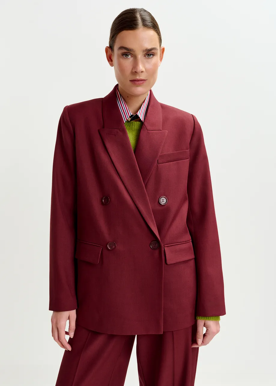 Burgundy double-breasted blazer