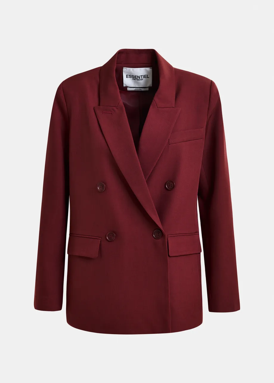 Burgundy double-breasted blazer