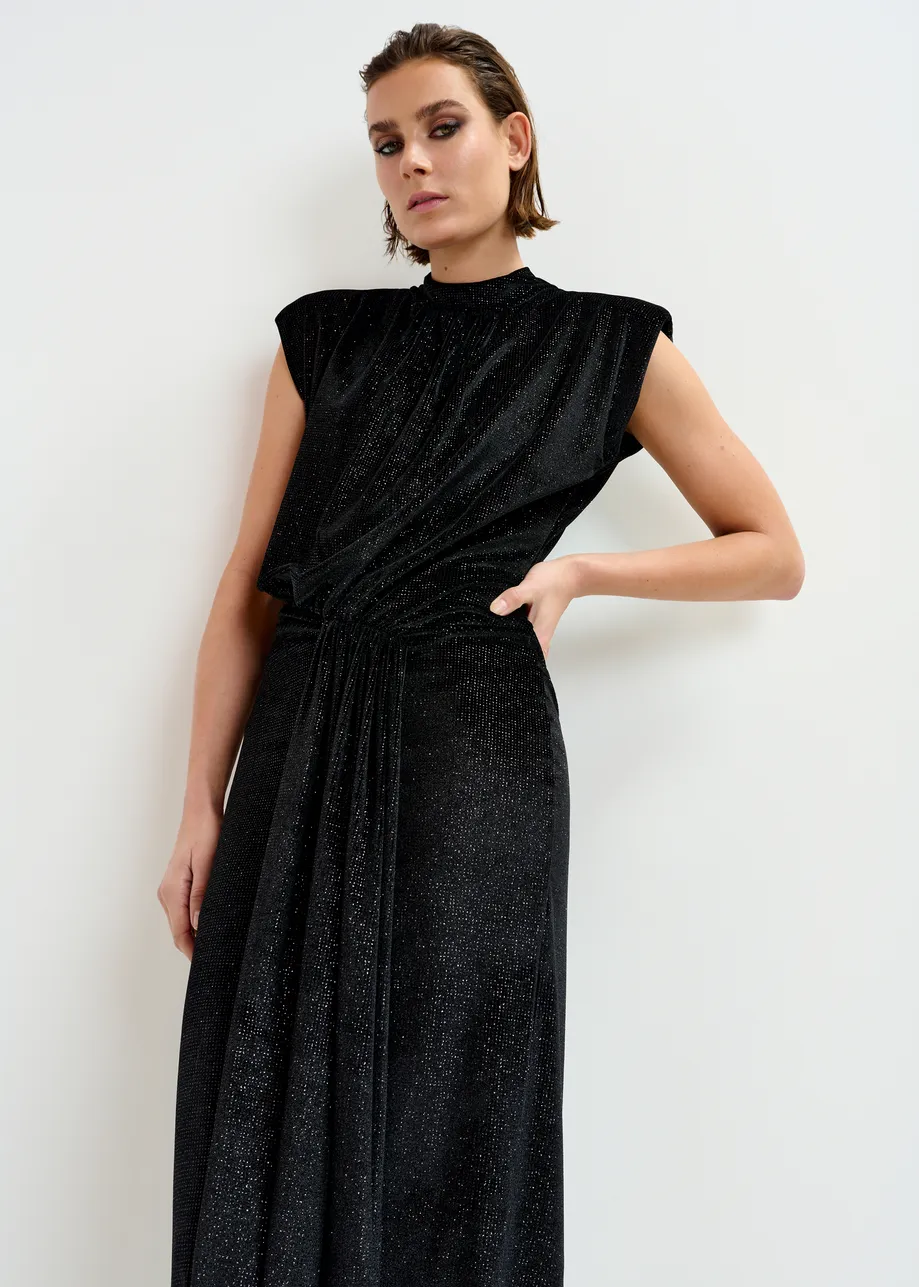 Abito midi nero in jersey elasticizzato