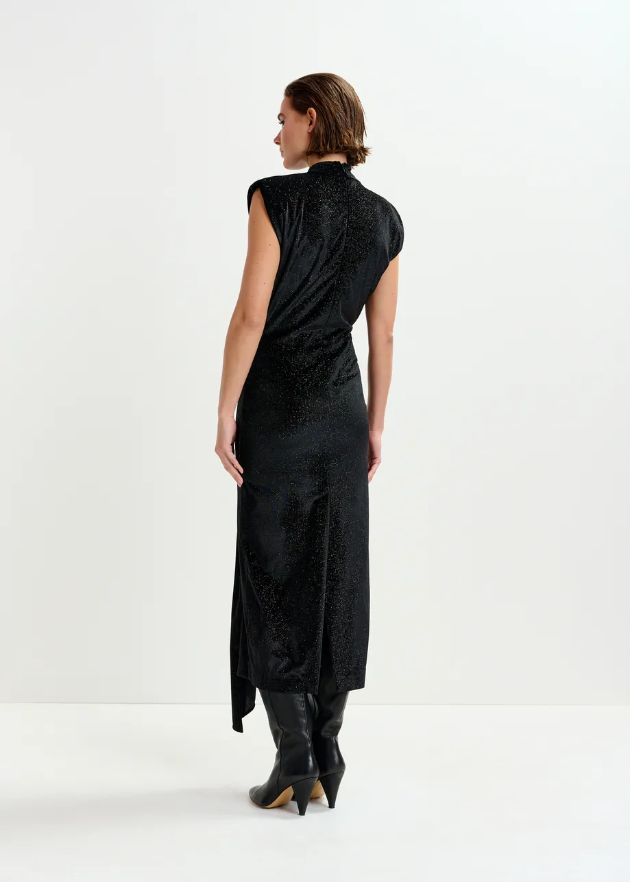Abito midi nero in jersey elasticizzato