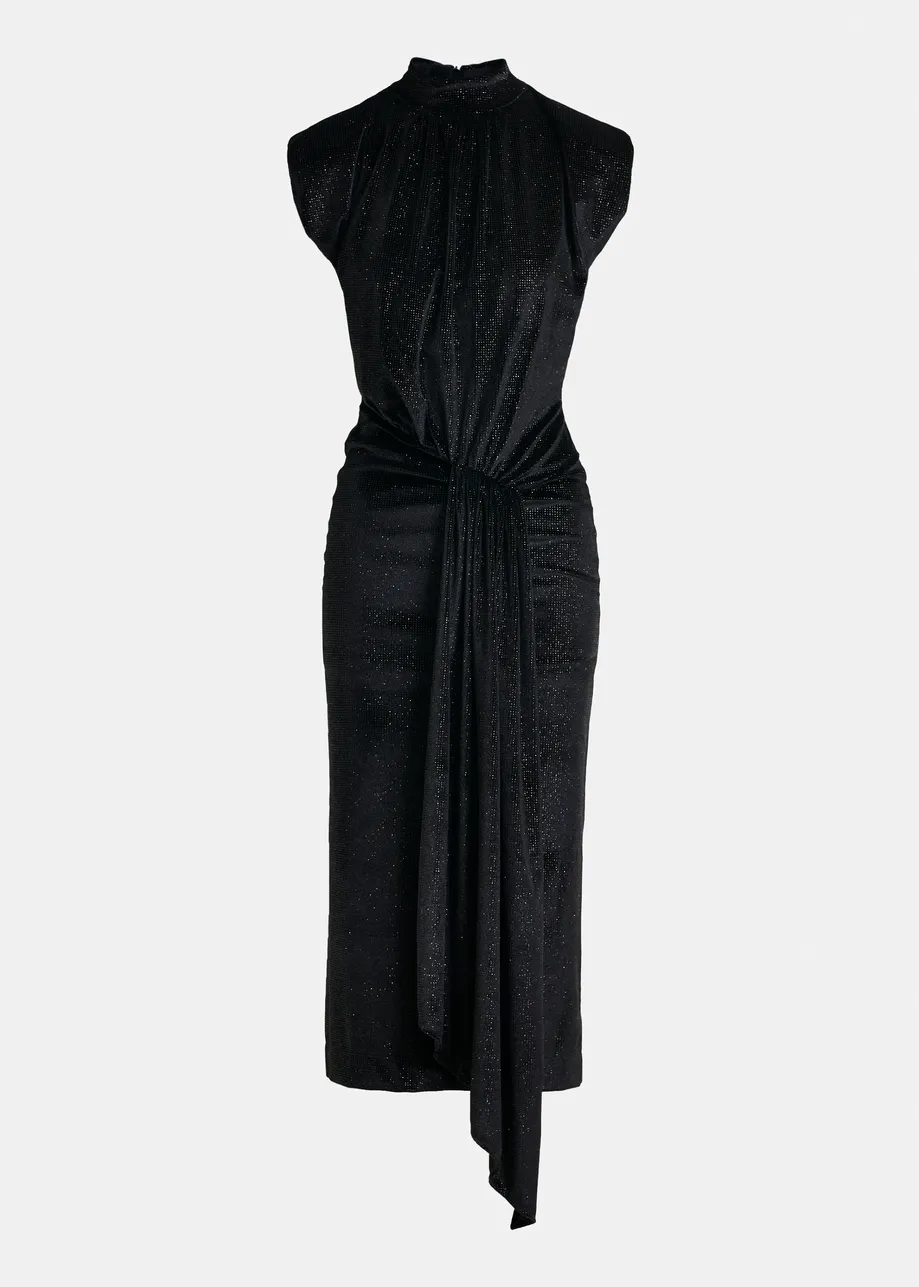 Black stretch-jersey midi dress