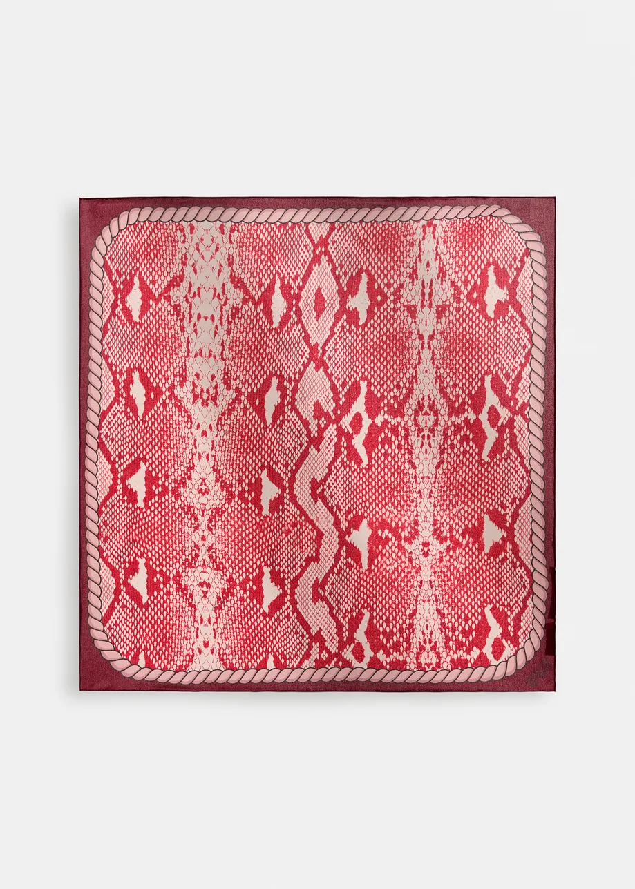 Burgundy and red silk snake sprint square scarf