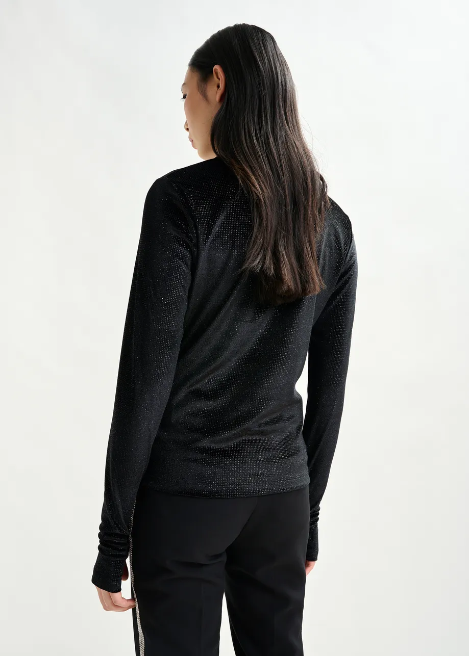 Black stretch-jersey turtleneck top