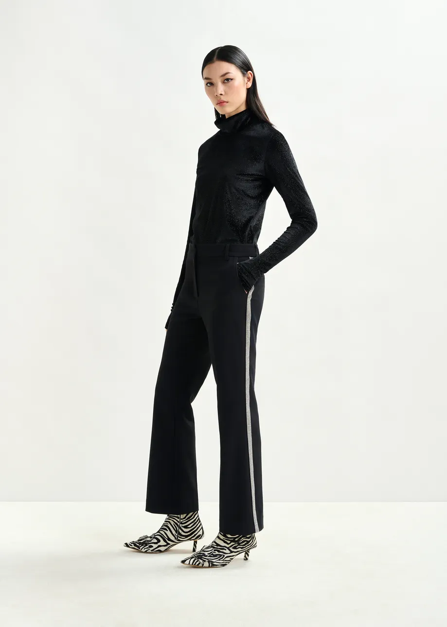 Black stretch-jersey turtleneck top